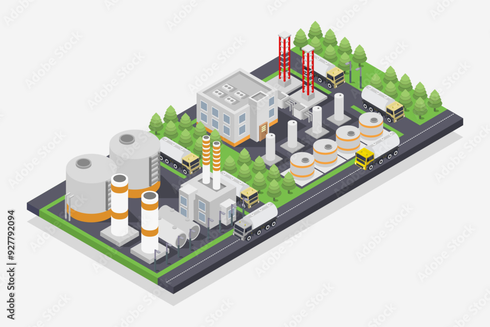 Oil refinery isometric Oil refinery isometric