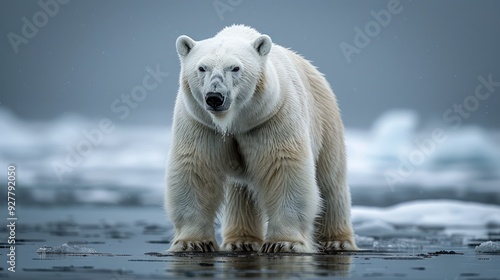 Obraz na płótnie Majestic Polar Bear in Arctic Landscape w salonie