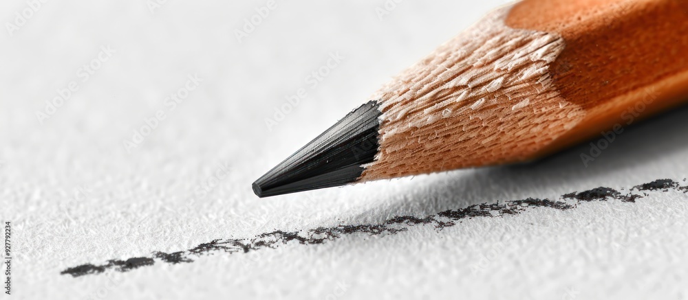 Close Up of a Graphite Pencil Drawing a Line on Paper