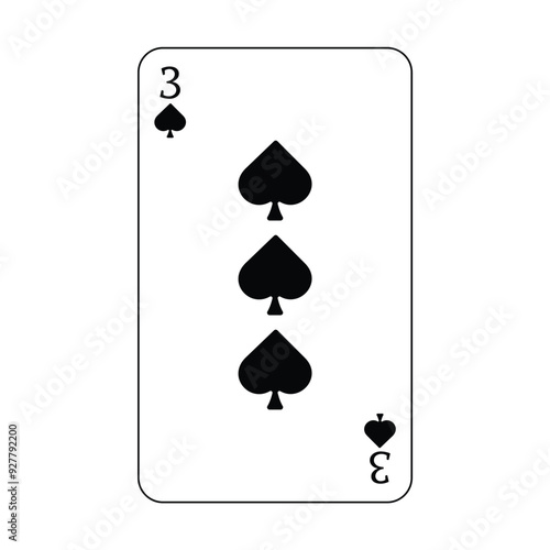 The playing card is black spades number three.