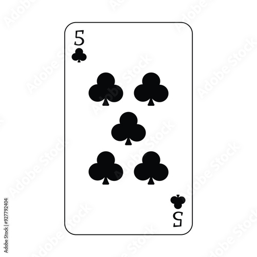 The playing card is the black club number five.