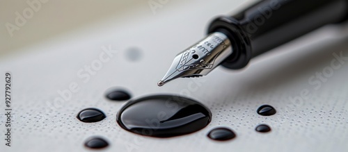 Obraz na płótnie Ink Drops and Fountain Pen w salonie