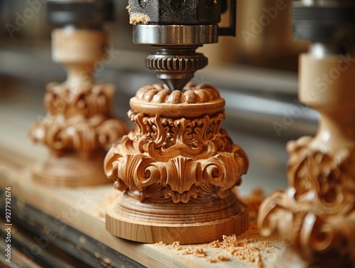 Obraz na płótnie Wood Carving Machine in Action w salonie