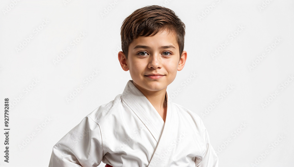 Portrait of a karate child in kimono, isolated white background
Portrait of a karate child in kimono, isolated white background