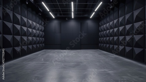 Empty Recording Studio with Acoustic Panels