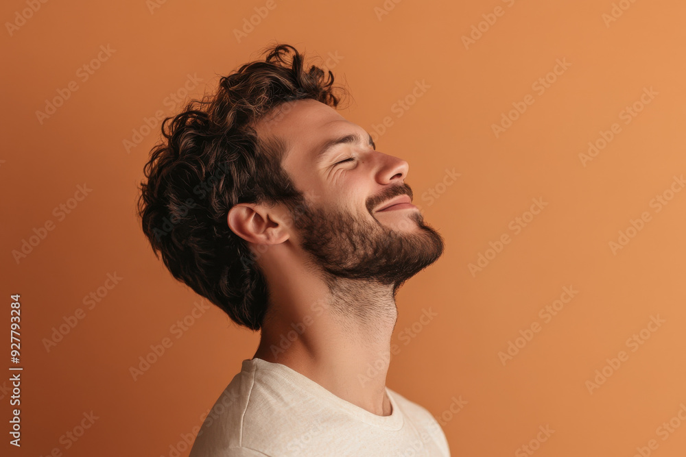 A close up of a man's face with his eyes closed A close up of a man's face with his eyes closed