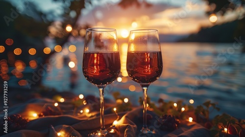 Obraz na płótnie Romantic Sunset Wine Toast w salonie