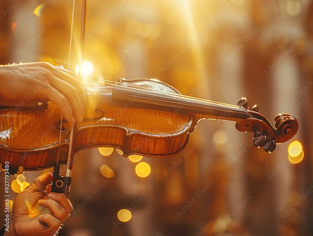 Violinist Playing Under Golden Light