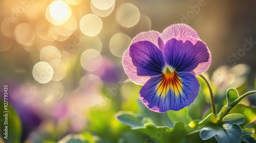 Delicate Pansy Flower In Warm Sunlight