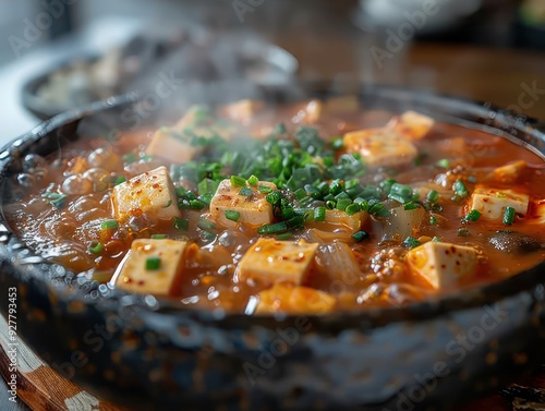 Obraz na płótnie Steaming Hot Tofu Soup w salonie