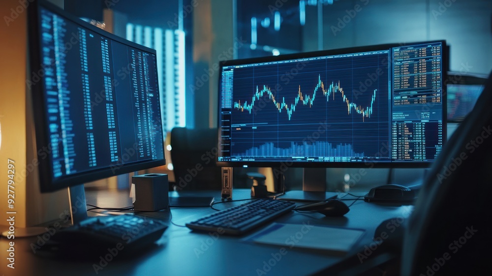 Stock market or forex trading graph and candlestick chart suitable for financial investment concept. finance Economy trends background for business idea and all art work design Stock market or forex trading graph and candlestick chart suitable for financial investment concept. finance Economy trends background for business idea and all art work design