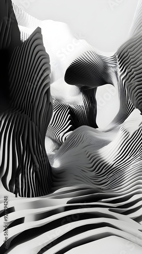 Striking Abstract Geometric Patterns in High Contrast Monochrome Composition