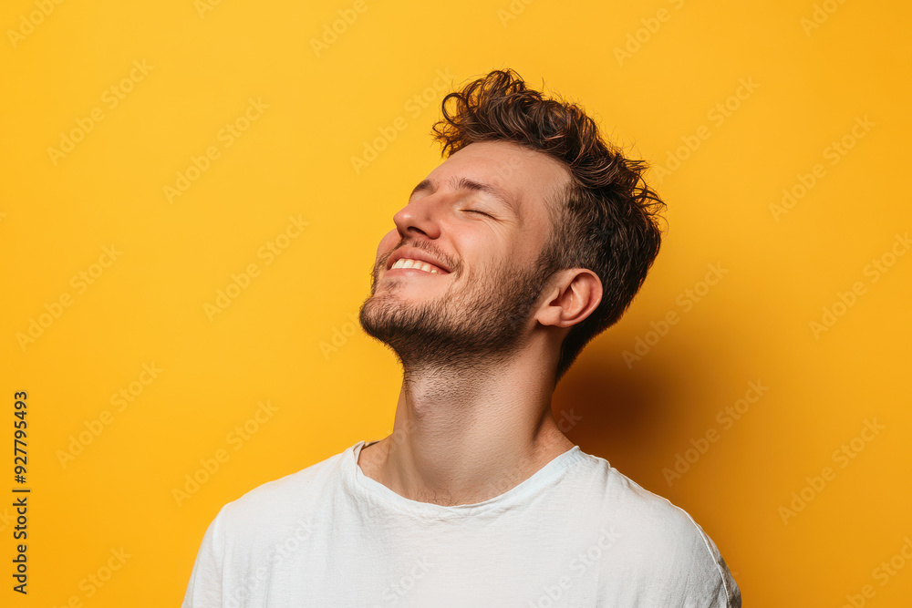 A close up of a man's face with his eyes closed A close up of a man's face with his eyes closed