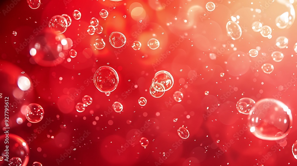 Bright red background with bubbles and copyspace. Bright red background with bubbles and copyspace.