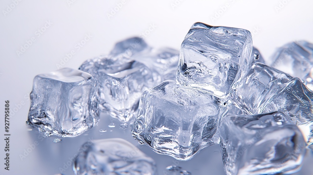Crystal clear ice cubes scattered png on transparent background Crystal clear ice cubes scattered png on transparent background