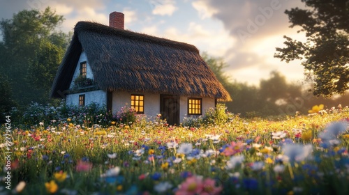 Charming Cottage in a Field of Flowers