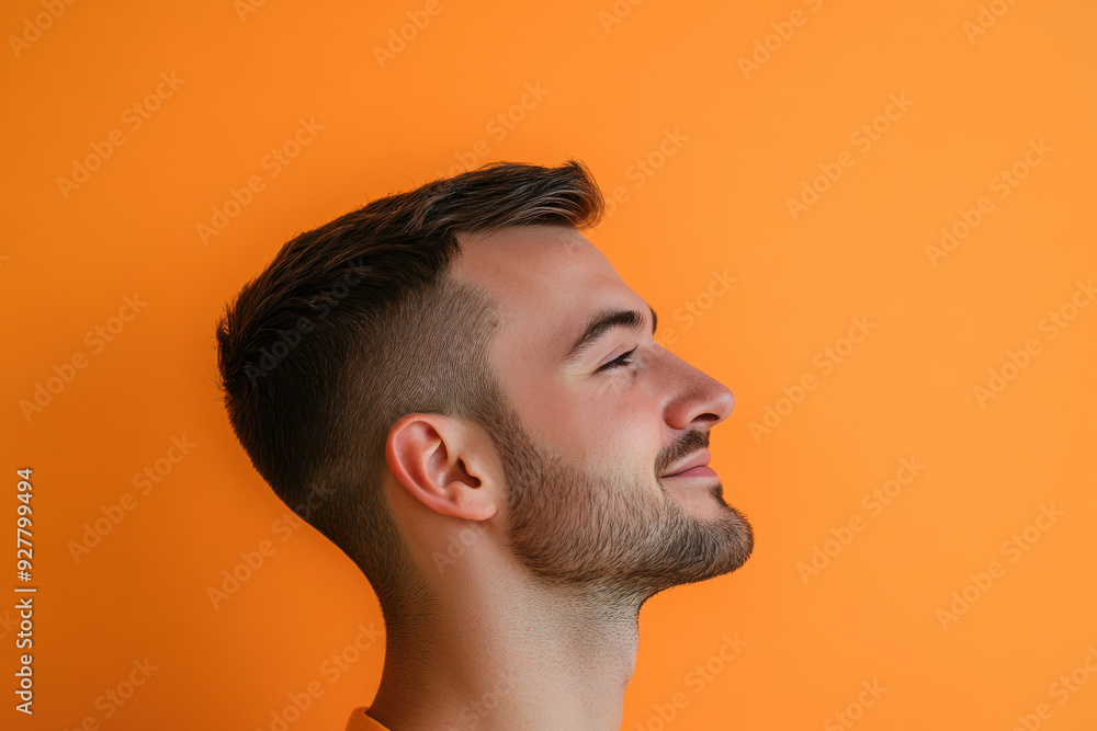 Fototapeta premium A close up of a man's face with his eyes closed