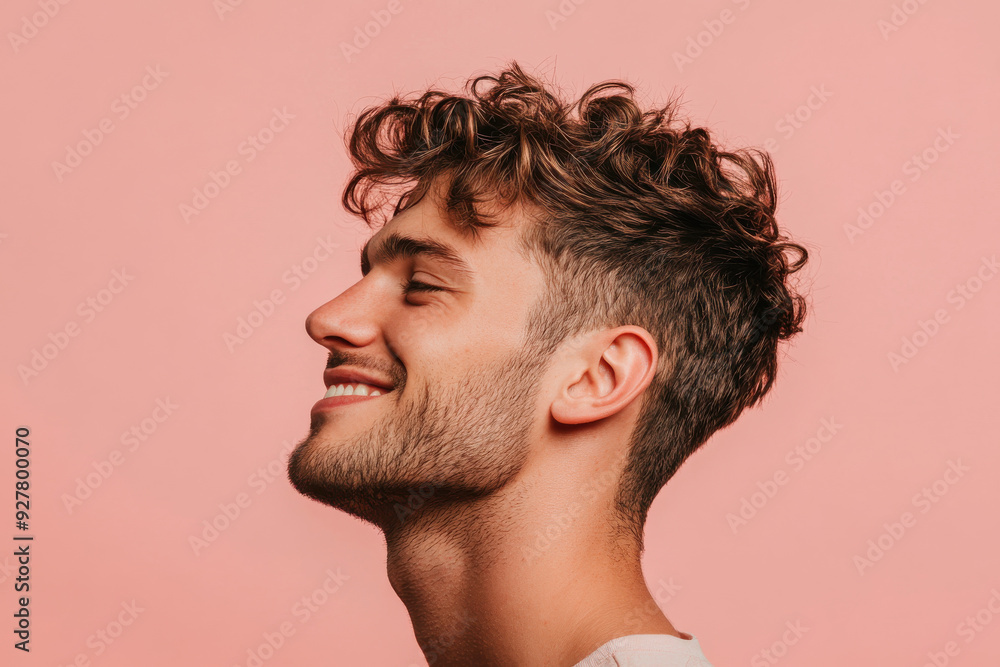 Fototapeta premium A close up of a man's face with his eyes closed