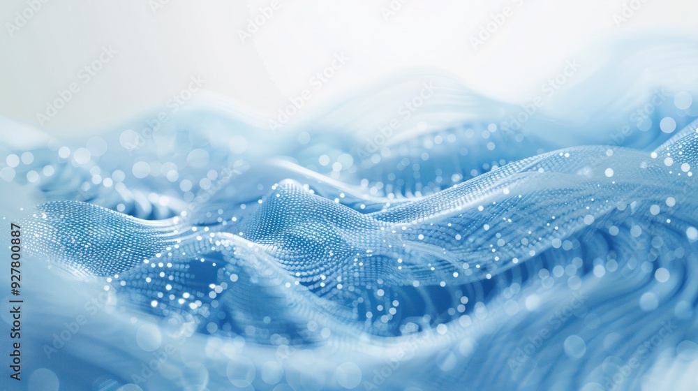 Abstract Blue Waves with Shimmering Lights Abstract Blue Waves with Shimmering Lights