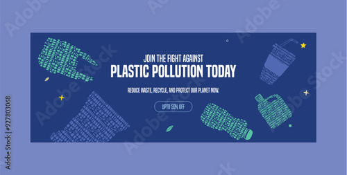 Plastic Pollution Save Our Planet with a Flat Illustration Depicting the Importance of Recycling Plastic Bottles to Preserve Our Environment and Promote Sustainability Banner Template for Awareness