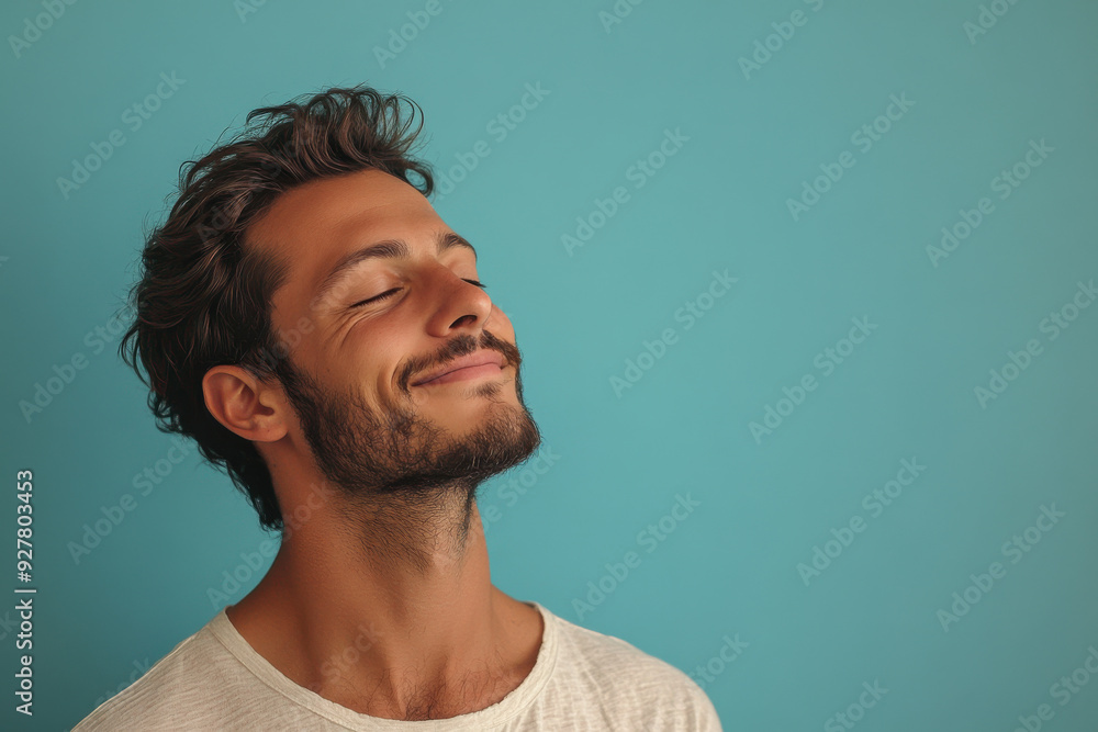 A close up of a man's face with his eyes closed A close up of a man's face with his eyes closed