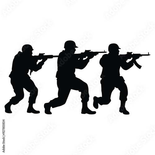 silhouettes of military soldiers
