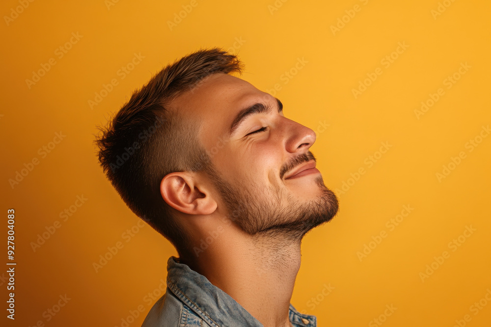 Fototapeta premium A close up of a man's face with his eyes closed