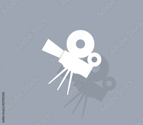 Vector icon of white color with shadow on gray background
