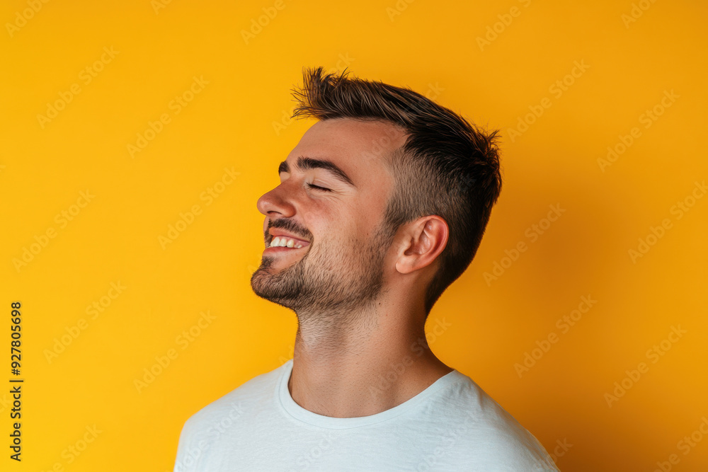 A close up of a man's face with his eyes closed A close up of a man's face with his eyes closed