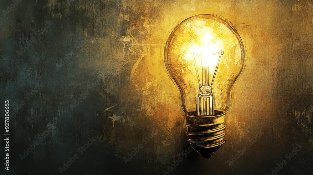 Glowing light bulb idea concept sketch style composition background Glowing light bulb idea concept sketch style composition background