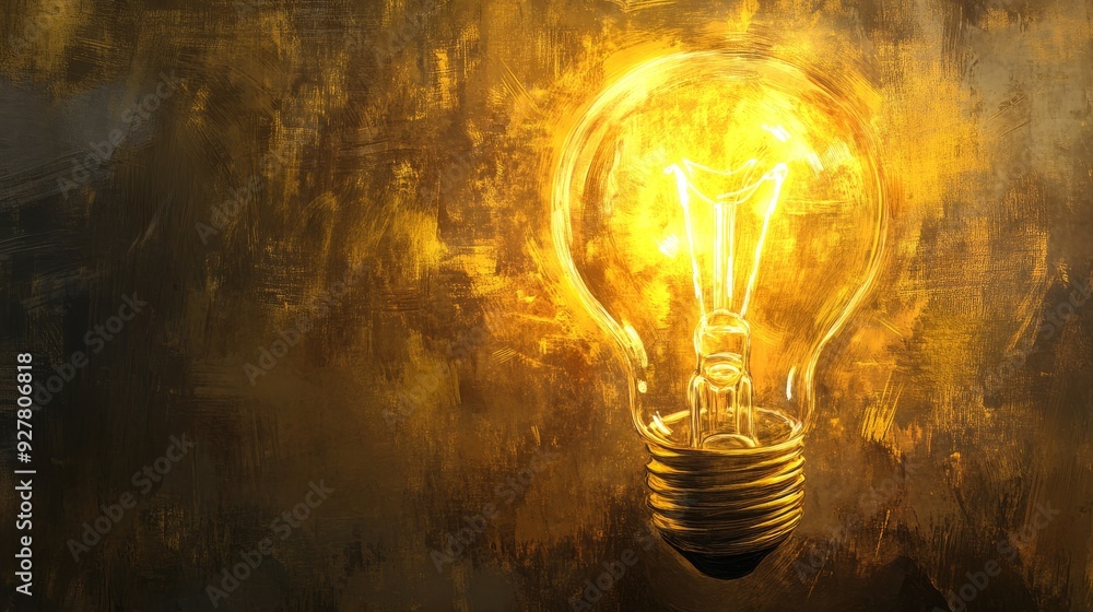 Glowing light bulb idea concept sketch style composition background Glowing light bulb idea concept sketch style composition background