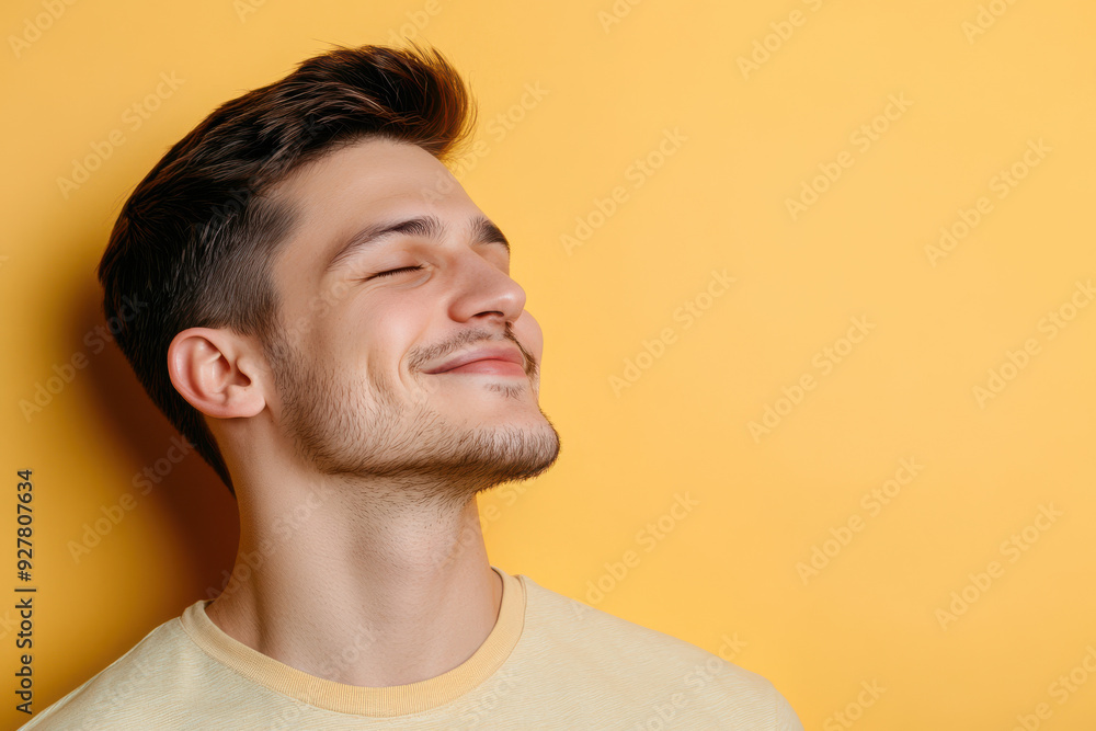 A close up of a man's face with his eyes closed A close up of a man's face with his eyes closed