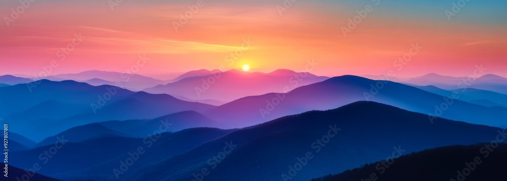 Obraz premium Colorful sunset over mountains composition