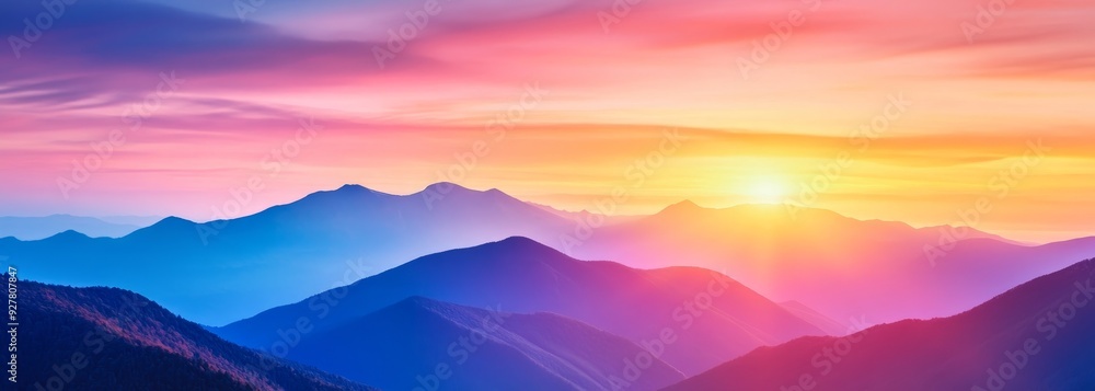 Obraz premium Colorful sunset over mountains composition