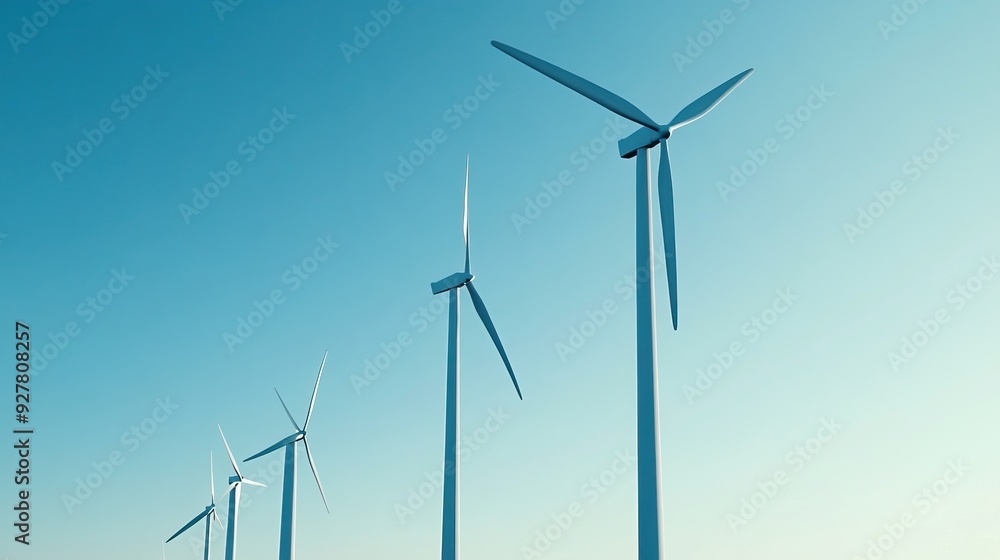 Wind turbines generating clean energy against serene backdrops. AI generated image Wind turbines generating clean energy against serene backdrops. AI generated image
