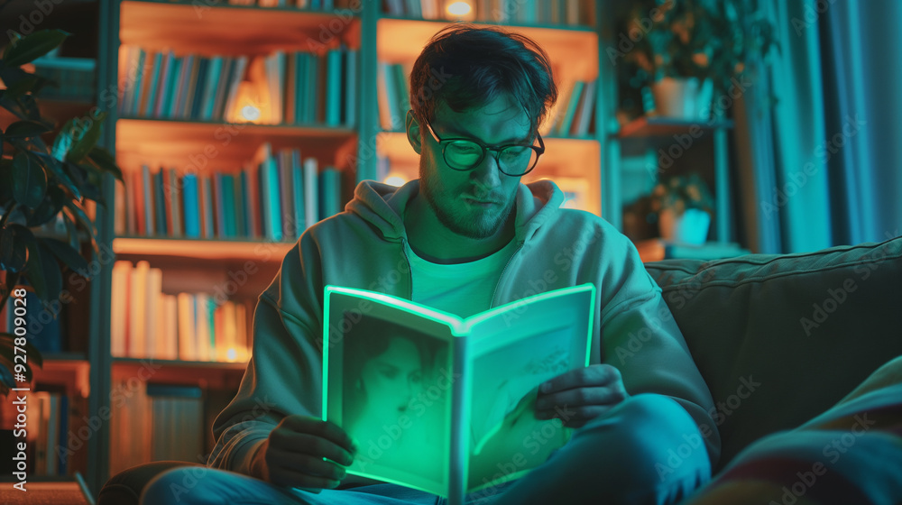 the man reading a magic book