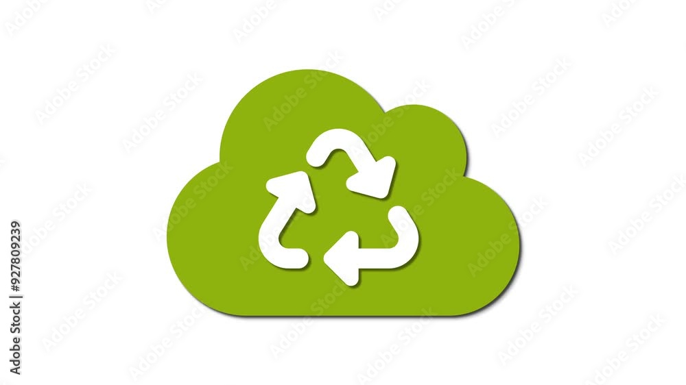 Recycle icon on clod. Thee rotating arrows. Recycle symbol, loop animation Recycle icon on clod. Thee rotating arrows. Recycle symbol, loop animation