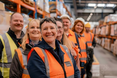 group of workers in warehouse