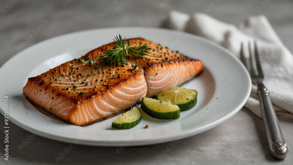 grilled salmon steak with vegetables grilled salmon steak with vegetables
