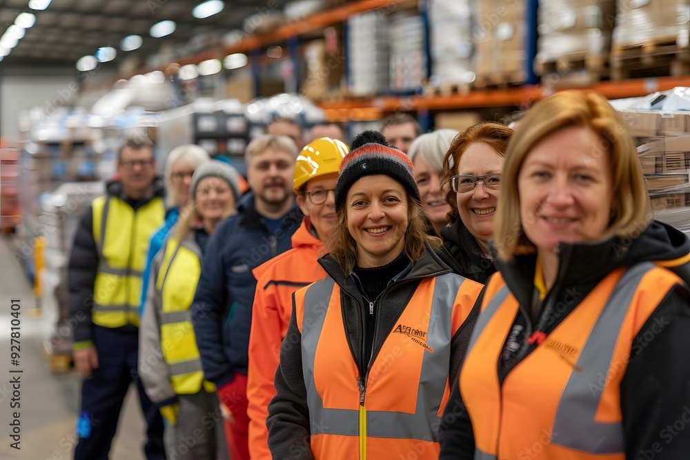 group of workers in warehouse group of workers in warehouse