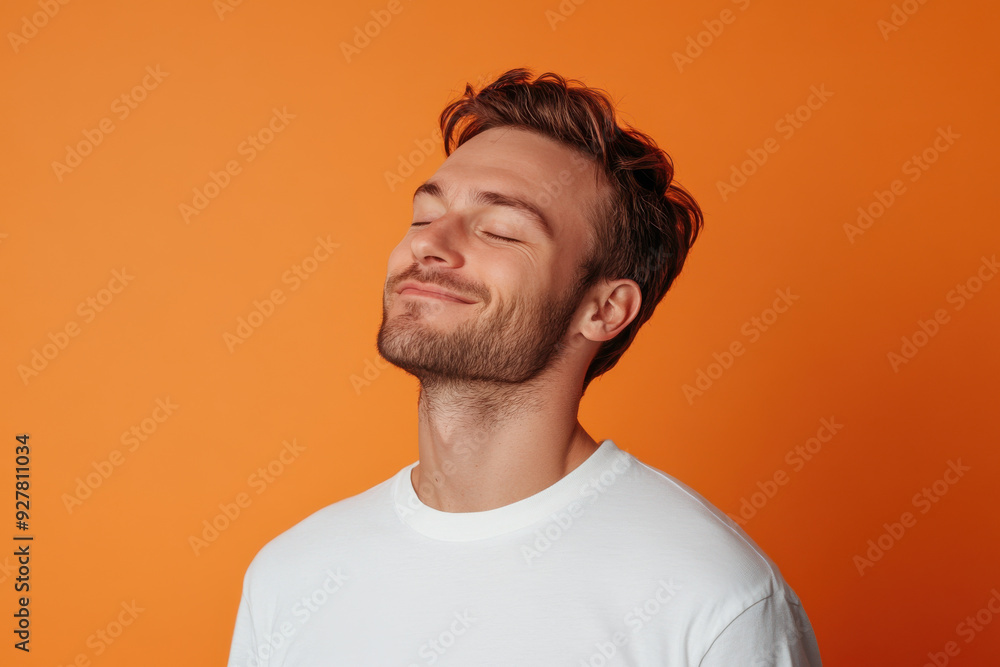 A close up of a man's face with his eyes closed A close up of a man's face with his eyes closed