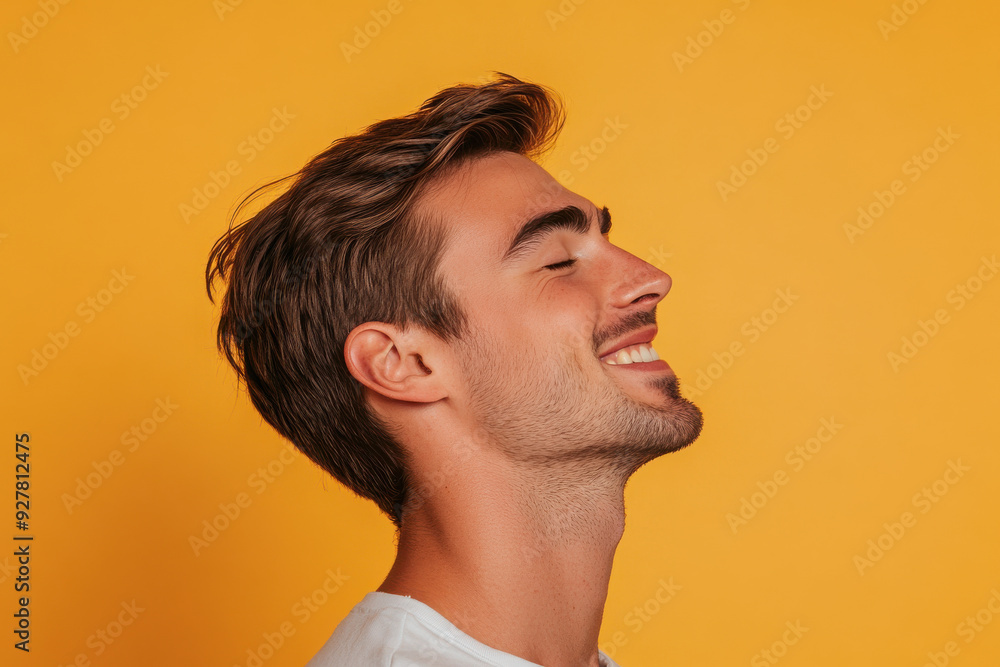 A close up of a man's face with his eyes closed A close up of a man's face with his eyes closed