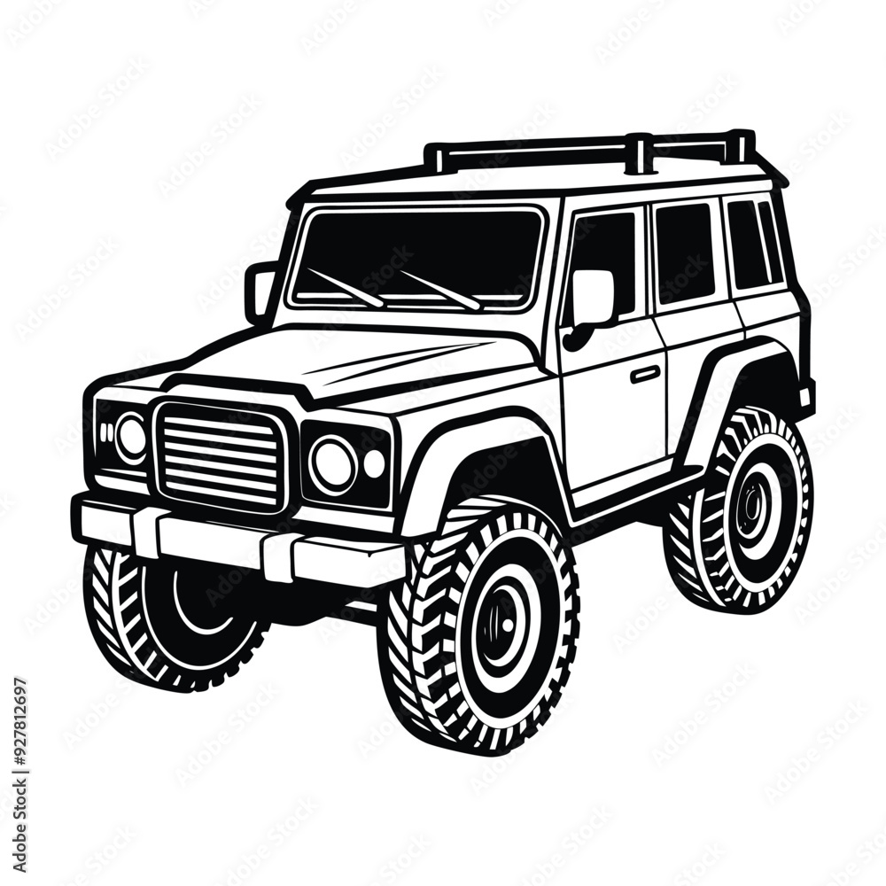 Line illustration off-road classic SUVs vector. Line illustration off-road classic SUVs vector.