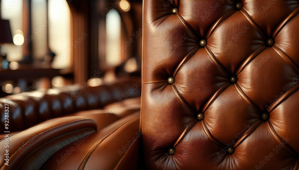 Obraz premium Luxurious Brown Leather Tufted Armchair Design