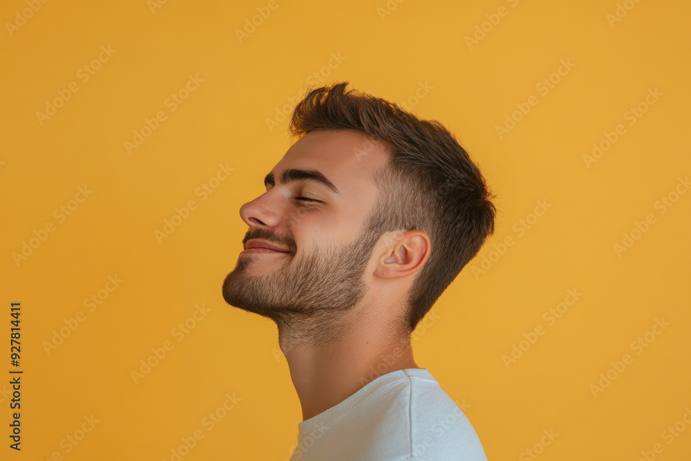 A close up of a man's face with his eyes closed A close up of a man's face with his eyes closed