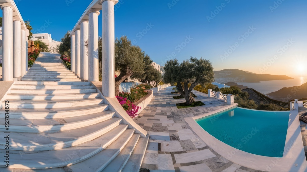 Fototapeta premium White Terrace Steps in Greece
