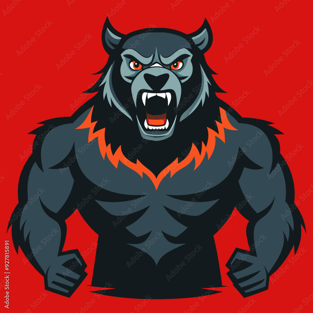 Obraz premium vector illustration of powerfull bear