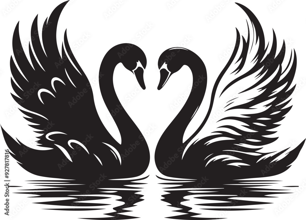 Obraz premium Swan love vector silhouette 
