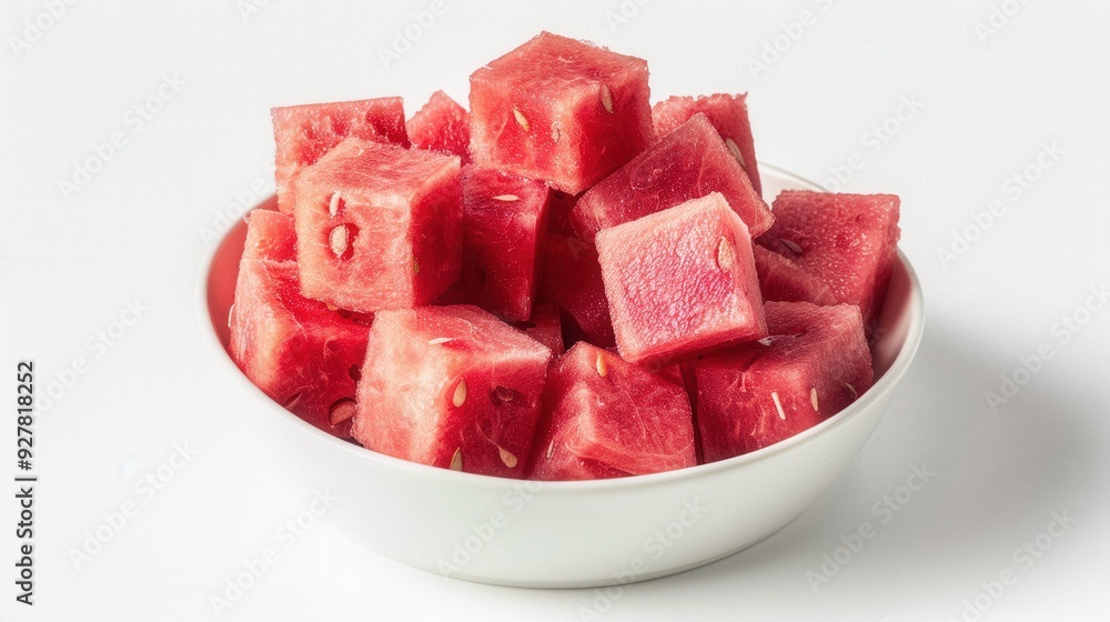 Fresh sweet ripe watermelon chop cube closeup view Fresh sweet ripe watermelon chop cube closeup view