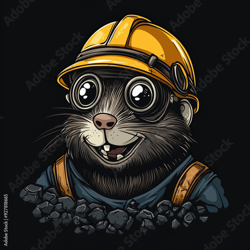 Miner Mole: Underground Adventure T-shirt Design photo